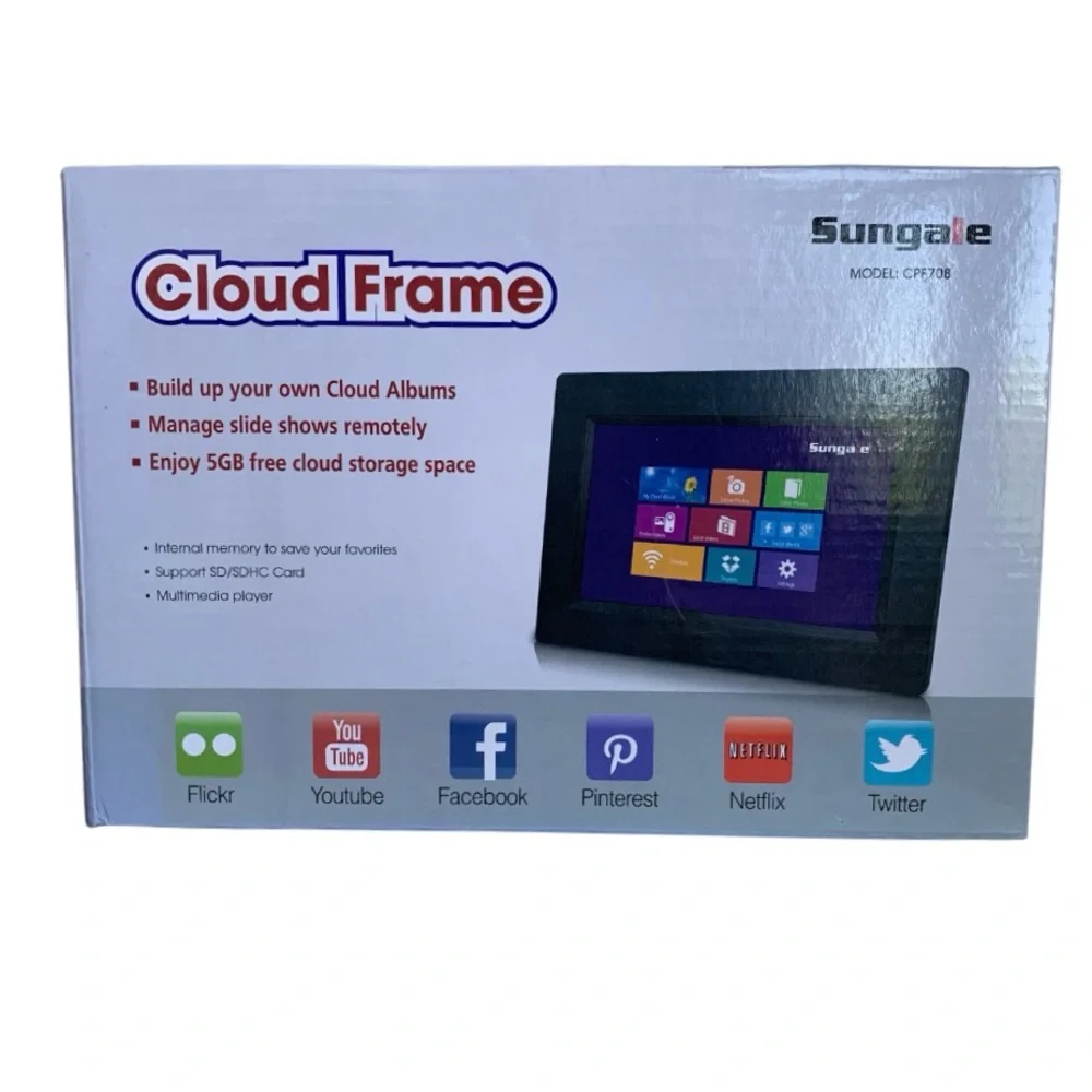 SUNGALE Cloud Digital Picture Frame 7″ IPS Touchscreen WiFi Multimedia NIB